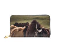 yefan Mighty Highland Yak, portafoglio con cerniera, portafoglio organizer per più carte, grande capacità, circa 19 x 10,5 cm, Nero , Taglia unica