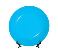 yefan Piatto decorativo in tinta unita azzurro da 17,8 cm con supporto, adatto per studi, uffici, ingressi, ecc.