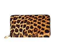yefan Portafoglio a righe su leopardi, portafoglio con cerniera, portafoglio organizer multi-carte, grande capacità, 7,48 x 4,13 pollici (circa 19 x 10,5 cm), Nero , Taglia unica