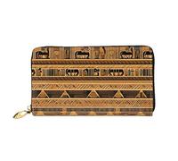 yefan Portafoglio con affreschi egiziani, portafoglio con cerniera, portafoglio di grande capacità, portafoglio lungo, portafoglio organizer multi-carta, portafoglio unisex, Nero , Taglia unica