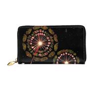 yefan Portafoglio con dente di leone stellato, portafoglio con cerniera, portafoglio di grande capacità, portafoglio lungo, portafoglio organizer multi-carta, portafoglio unisex, Nero , Taglia unica