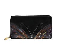 yefan Portafoglio con farfalla misteriosa, portafoglio con cerniera, portafoglio organizer multi-carte, grande capacità, 7,48 x 4,13 pollici (circa 19 x 10,5 cm), Nero , Taglia unica