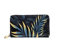 yefan Portafoglio con foglie nel buio, portafoglio con cerniera, portafoglio di grande capacità, portafoglio lungo, portafoglio organizer multi-carte, portafoglio unisex, Nero , Taglia unica