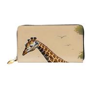 yefan Portafoglio con giraffa madre e figlio, portafoglio con cerniera, portafoglio organizer multi-card, grande capacità, circa 19 x 10,5 cm, Nero , Taglia unica