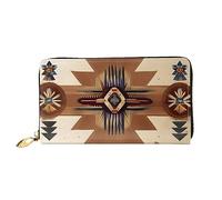 yefan Portafoglio con motivi nativi americani, portafoglio con cerniera, portafoglio di grande capacità, portafoglio lungo, portafoglio organizer multi-carta, portafoglio unisex, Nero , Taglia unica