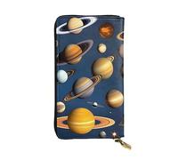 yefan Portafoglio con pianeti del sistema solare, portafoglio con cerniera da donna, portafoglio lungo da donna, portafoglio organizer multi-carta, portafoglio con frizione, Nero , Taglia unica