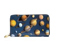 yefan Portafoglio con pianeti del sistema solare, portafoglio con cerniera, portafoglio di grande capacità, portafoglio lungo, portafoglio organizer multi-carta, portafoglio unisex, Nero , Taglia