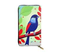 yefan Portafoglio con uccellino rosso foglia, portafoglio con cerniera da donna, portafoglio lungo da donna, portafoglio organizer multi-carta, portafoglio con frizione, Nero , Taglia unica