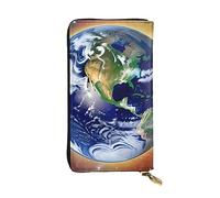yefan Portafoglio Cosmic Earth, portafoglio con cerniera da donna, portafoglio lungo da donna, portafoglio organizer multi-carta, portafoglio con frizione, Nero , Taglia unica