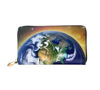 yefan Portafoglio Cosmic Earth, portafoglio con cerniera, portafoglio organizer multi-carte, grande capacità, circa 19 x 10,5 cm, Nero , Taglia unica