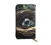 yefan Portafoglio Little Bird Nest, portafoglio con cerniera da donna, portafoglio lungo da donna, portafoglio organizer multi-carta, portafoglio con frizione, Nero , Taglia unica