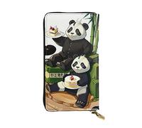 yefan Portafoglio Pandas of Father and Son, portafoglio con cerniera da donna, portafoglio lungo da donna, portafoglio organizer multi-carta, portafoglio con frizione, Nero , Taglia unica