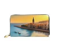 yefan Portafoglio Sunset in Barcelona, portafoglio con cerniera, portafoglio di grande capacità, portafoglio lungo, portafoglio organizer multi-carta, portafoglio unisex, Nero , Taglia unica