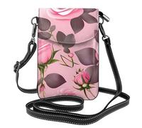 yefan Pretty Pink Roses Borsa a tracolla da donna, portafoglio per telefono con cerniera, borsa a tracolla, tracolla regolabile.