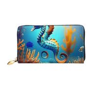 yefan Seabed Coral Seahorse Portafoglio, Portafoglio con cerniera, Portafoglio di grande capacità, Portafoglio lungo, Portafoglio multi-Card Organizer Portafoglio, & Unisex, Nero , Taglia unica