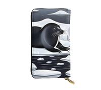 yefan Seals On Ice Portafoglio, Portafoglio con cerniera da donna, Portafoglio lungo da donna, Portafoglio organizer multi-card, & Portafoglio Clutch, Nero , Taglia unica