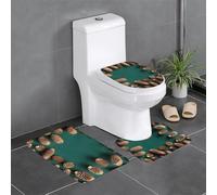 yefan Set di tre tappetini da bagno con bordo a forma di pigna, morbidi, assorbenti, antiscivolo, adatti per bagni, servizi igienici, ecc.