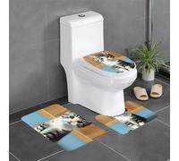 yefan Set di tre tappetini da bagno con gattini, morbidi, assorbenti, antiscivolo, adatti per bagni, servizi igienici, ecc.