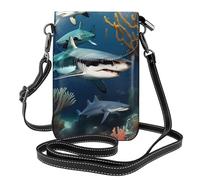 yefan Sharks Under The Sea Borsa a tracolla da donna, portafoglio per telefono con cerniera, borsa a tracolla, tracolla regolabile.