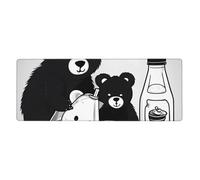 yefan Simpatico tappetino per mouse con orsetto a forma di bottiglia di latte, con bordi cuciti, tastiera e tappetino per mouse per giocatori, ufficio e casa (80 x 30 cm).