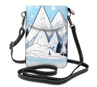 yefan Snow-Capped Mountains Borsa a tracolla da donna, portafoglio per telefono con cerniera, borsa a tracolla, tracolla regolabile.