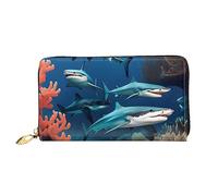 yefan Submarine Shark Coral Wallet, portafoglio con cerniera, portafoglio di grande capacità, portafoglio lungo, portafoglio organizer multi-carte, portafoglio unisex, Nero , Taglia unica