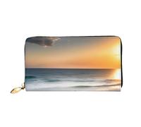 yefan Sunset Over The Waves, portafoglio con cerniera, portafoglio organizer multi-card, grande capacità, 7,48 x 4,13 pollici (circa 19 x 10,5 cm), Nero , Taglia unica