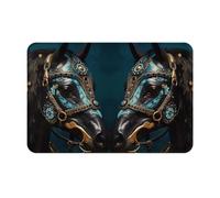 yefan Tappetino da pavimento con cavalli medievali da guerra, 40 x 60 cm, antiscivolo, adatto per cucina, ingresso, bagno, ecc.