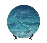 yefan The Deep Blue Sea Piatto decorativo con supporto, 15,2 cm, adatto per studi, uffici, ingressi, ecc.