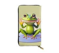 yefan The Funny Frog Doing Yoga Portafoglio, Portafoglio con cerniera da donna, Portafoglio lungo da donna, Portafoglio organizzatore multi-carta, & Portafoglio frizione, Nero , Taglia unica