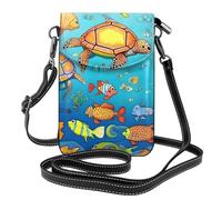 yefan Turtle And Fish - Borsa a tracolla da donna, portafoglio per telefono con cerniera, borsa a tracolla, tracolla regolabile.