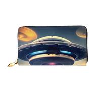 yefan UFO Landing Wallet, portafoglio con cerniera, portafoglio organizer multi-carte, grande capacità, circa 19 x 10,5 cm, Nero , Taglia unica