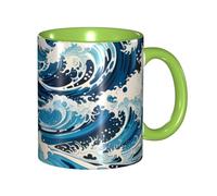 yefan Ukiyo-e Style Waves 330 ml tazza con manico, adatta per tè caldo, latte e altre bevande; adatta sia per uomini che per donne.