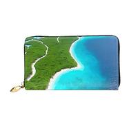 yefan Un Island in The Ocean, portafoglio con cerniera, portafoglio di grande capacità, portafoglio lungo, portafoglio organizer multi-carte, unisex, Nero , Taglia unica