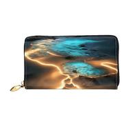 yefan View Under The Moon, portafoglio con cerniera, portafoglio di grande capacità, portafoglio lungo, portafoglio organizer multi-carte, unisex, Nero , Taglia unica