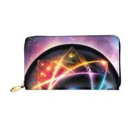 yefan Wonderful Universe Portafoglio, portafoglio con cerniera, portafoglio organizer multi-carte, grande capacità, 7,48 x 4,13 pollici (circa 19 x 10,5 cm), Nero , Taglia unica