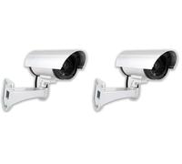 yefix Telecamera di Sorveglianza Finta da Esterno e Interno con Luce LED Rossa Lampeggiante e Design Realistico (Confezione da 2)