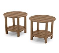 YEFU Adirondack - Set di 2 tavolini da esterni doppi, 45,7 cm, in legno, resistente alle intemperie, per interni, patio, piscina, veranda, cortile, teak