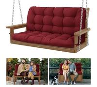 YEFU Cuscino per dondolo da portico, 2-3 posti, di ricambio, con schienale, impermeabile, per patio, giardino, 121 x 101 x 12 cm, bordeaux