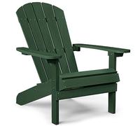 YEFU Sedia Adirondack resistente alle intemperie: sedia da esterno HIPS in plastica Adirondack Sedie da patio con struttura in legno - Sedia da giardino per adulti (verde)