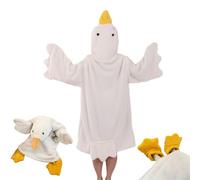 YeGang Coperta indossabile Grande Oca Bianca - Accattivante Tuta a Cappuccio per Coppie, Tuta Integrale in Soffice Pile di Corallo, Sacco a Pelo Gigante, Costume da Cosplay, Comodo Vestito da Notte