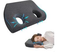 YeGang Cuscino con foro per l'orecchio per dormire, cuscino per chi dorme di lato, in memory foam, per dolori all'orecchio, per dormire, con tappi per le orecchie (grigio scuro)
