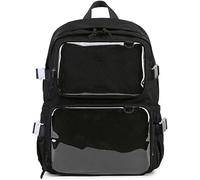 YeGang Ita Bag con finestre trasparenti per donne e adolescenti, zaino Kawaii JK Pin Display Zaino carino estetico grande zaino per la scuola casual zaino resistente Bookbag Anime Cosplay Regali, Nero