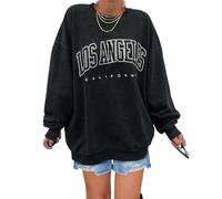 Yegirlzs Felpa Donna Senza Cappuccio Felpa Manica Lunga Pullover Oversized Casual Sweatshirt con La Stampa Lettera per Autunno Invernale A Nero XL