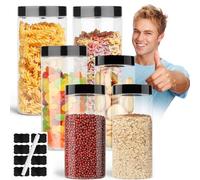 Yegookay Contenitori Trasparenti con Coperchio Box Sigillato Impilabile Prova di Umidità Pratico Barattoli in Plastica Etichetta e Penna Adatto per Cucina Pasta Prime Pet Food (6P 4.5L)