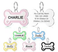 YEHANTI Medaglietta Cane Personalizzata con Incisione - Targhetta Personalizzata con Impronta di Zampa in Acciaio Inox, Incisione del Nome del Cane con Fino a 4 Righe di Testo sul Retro (Rosa)