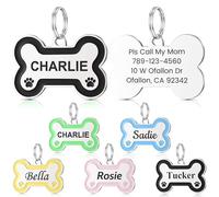YEHANTI Medaglietta Cane Personalizzata con Incisione - Targhetta Personalizzata con Impronta di Zampa in Acciaio Inox, Incisione del Nome del Cane con Fino a 4 Righe di Testo sul Retro (Nero)