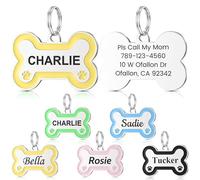 YEHANTI Medaglietta Cane Personalizzata con Incisione - Targhetta Personalizzata con Impronta di Zampa in Acciaio Inox, Incisione del Nome del Cane con Fino a 4 Righe di Testo sul Retro (Giallo)