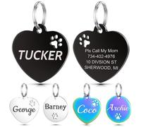 YEHANTI Medaglietta Cane Personalizzata con Incisione - Targhetta Personalizzata con in Acciaio Inox, Ideale per Incidere il Tuo Nome e il Tuo Contatto, Cuore (Nero, Piccolo)