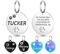 YEHANTI Medaglietta Cane Personalizzata con Incisione - Targhetta Personalizzata con in Acciaio Inox, Ideale per Incidere il Tuo Nome e il Tuo Contatto - Rotondo (Argento, Grande)